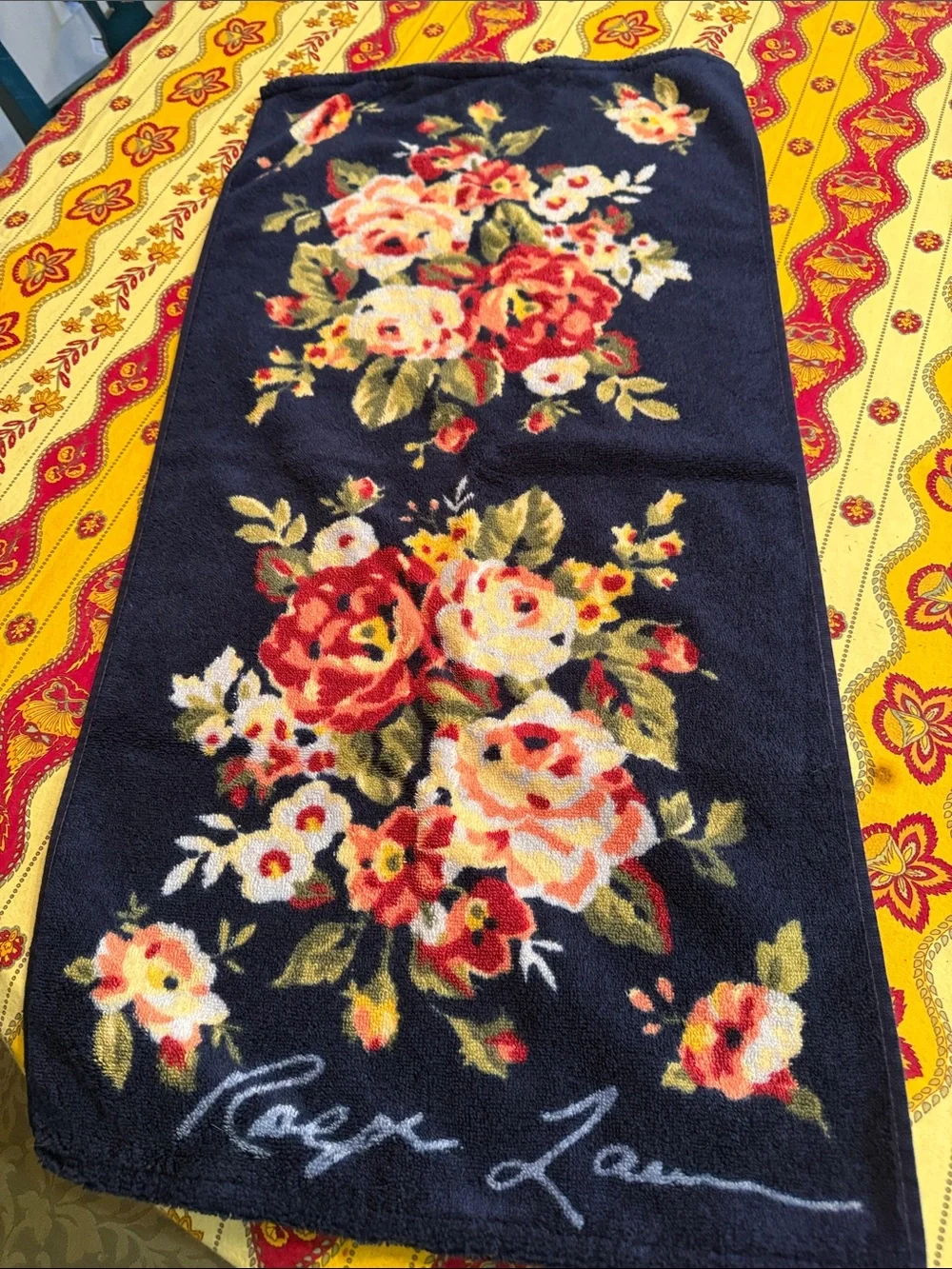 Rare unused Vintage Ralph Lauren Brompton Floral Hand Towels Set made in Brazil